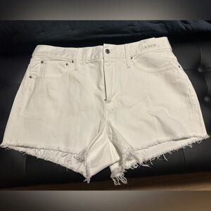 J. Crew White Jean Shorts Distressed Frayed Hem